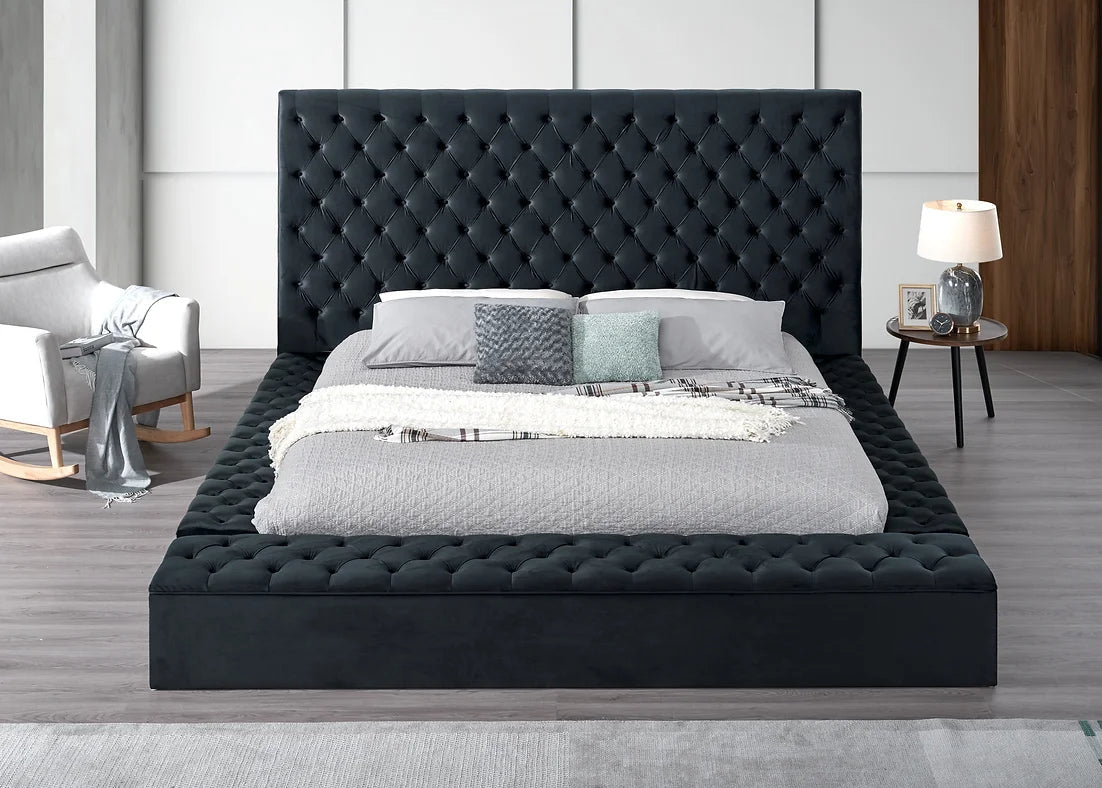 Catalina Black Velvet Storage Platform Bed Frame