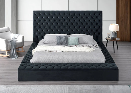 Catalina Black Velvet Storage Platform Bed Frame