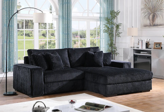 2pcs Comfy Black Fabric Sectional