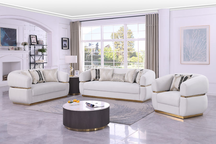 3pcs or 2pcs S3500 Carmela Cream Sofa, Loveseat & Chair