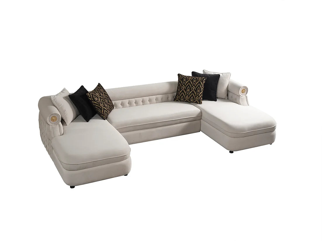 Brooklyn Cream Velvet Oversized Double Chaise Sectional