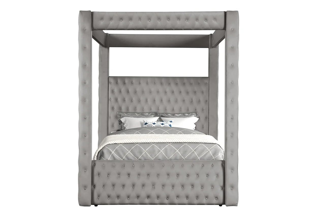 Mansion Grey Canopy Platform Bed Frame