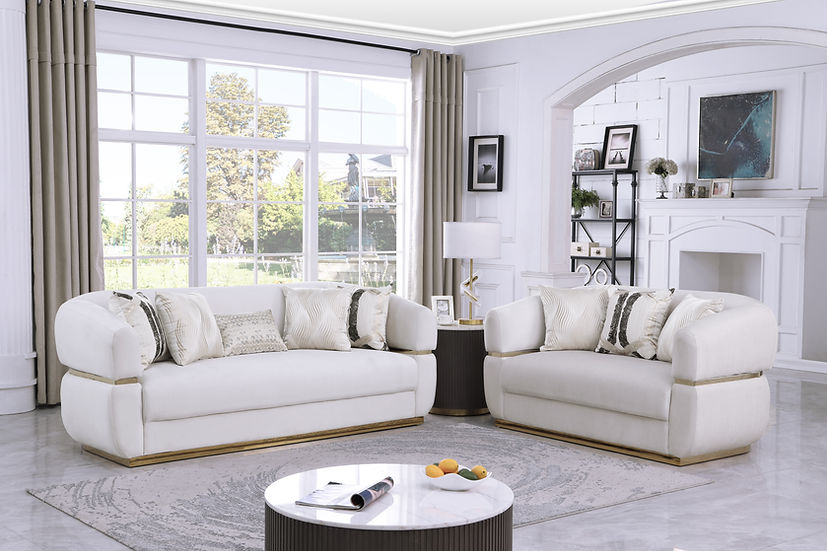 3pcs or 2pcs S3500 Carmela Cream Sofa, Loveseat & Chair