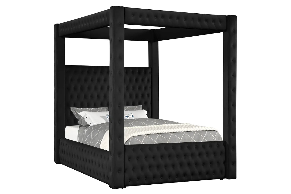 Mansion Black Canopy Platform Bed Frame