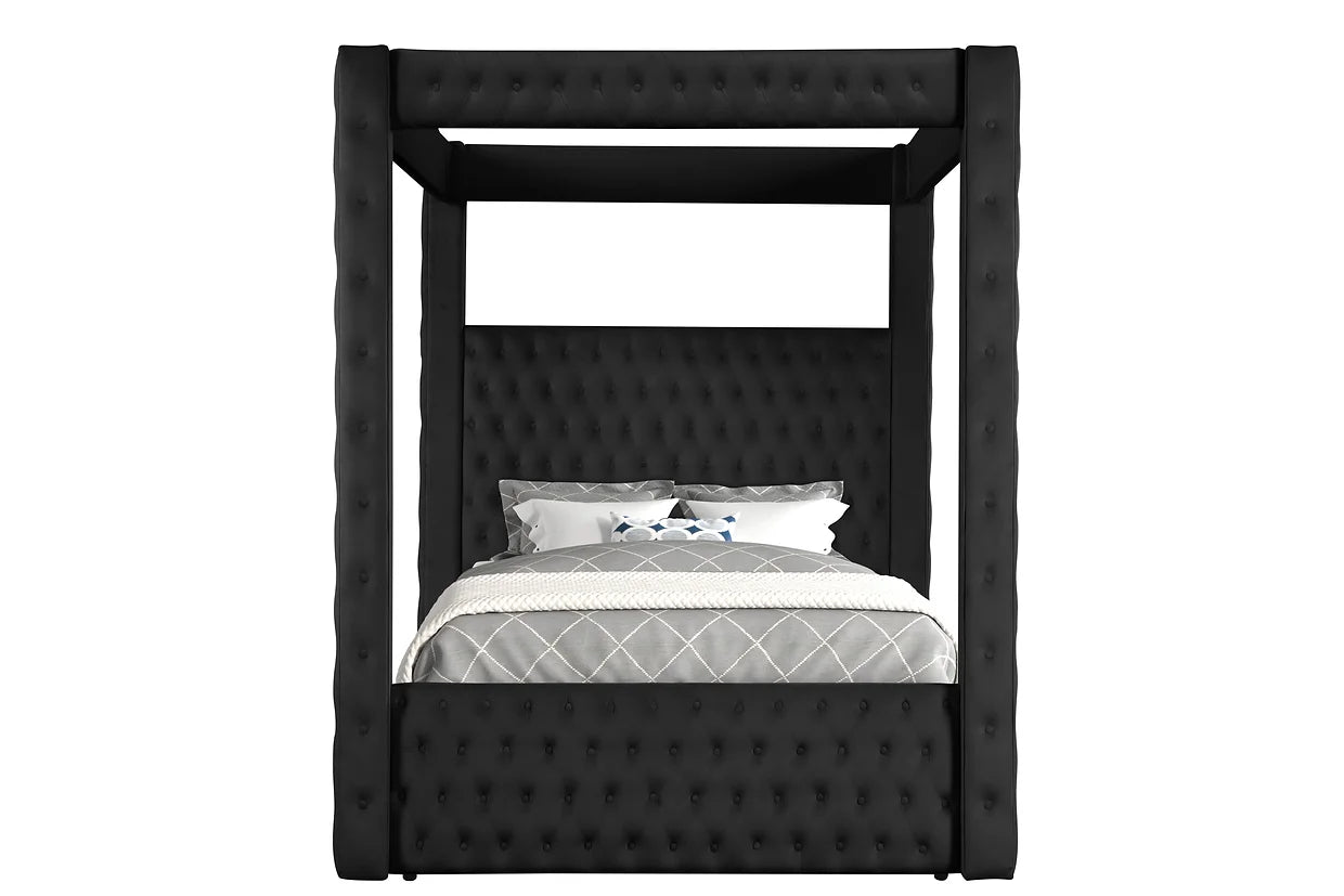 Mansion Black Canopy Platform Bed Frame