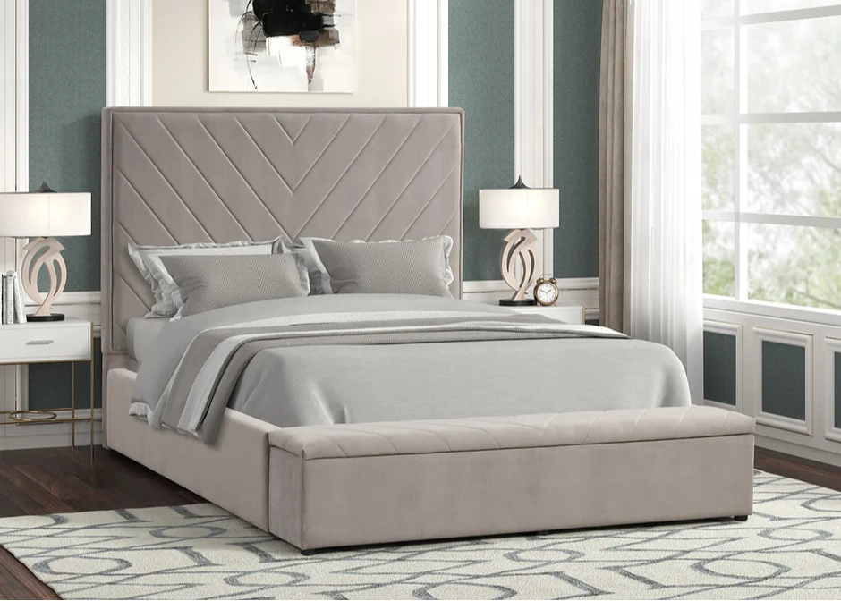 B8012 Mio Grey Velvet Storage Bed Frame