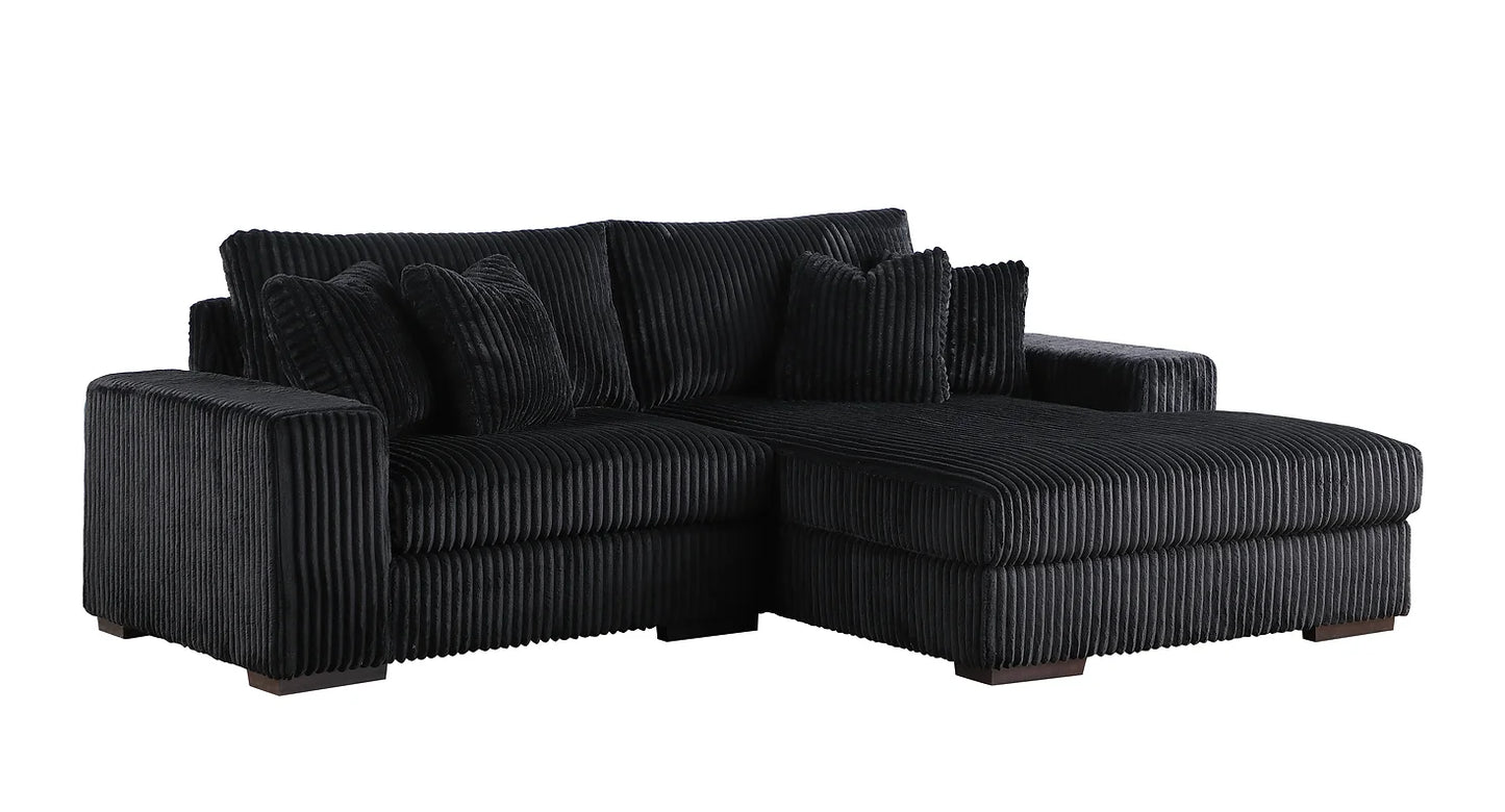 2pcs Comfy Black Fabric Sectional