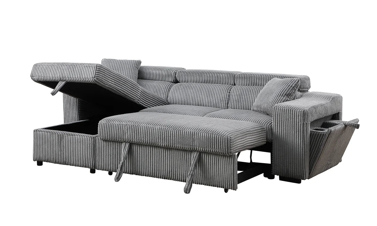 Bonaterra Grey Corduroy Reversible Sectional