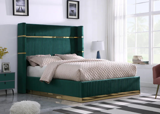 Aspen Green Velvet Platform Bed Frame