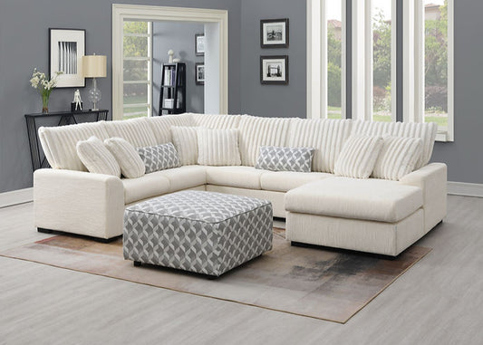 S1801 Brady Beige Fabric Sectional & Ottoman