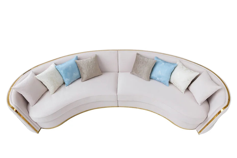 Cream Premium Velvet Curved Sectional