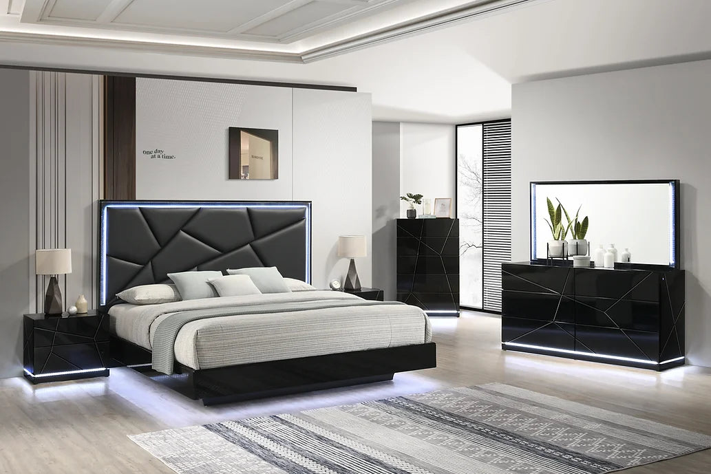 Black led bedroom set deals