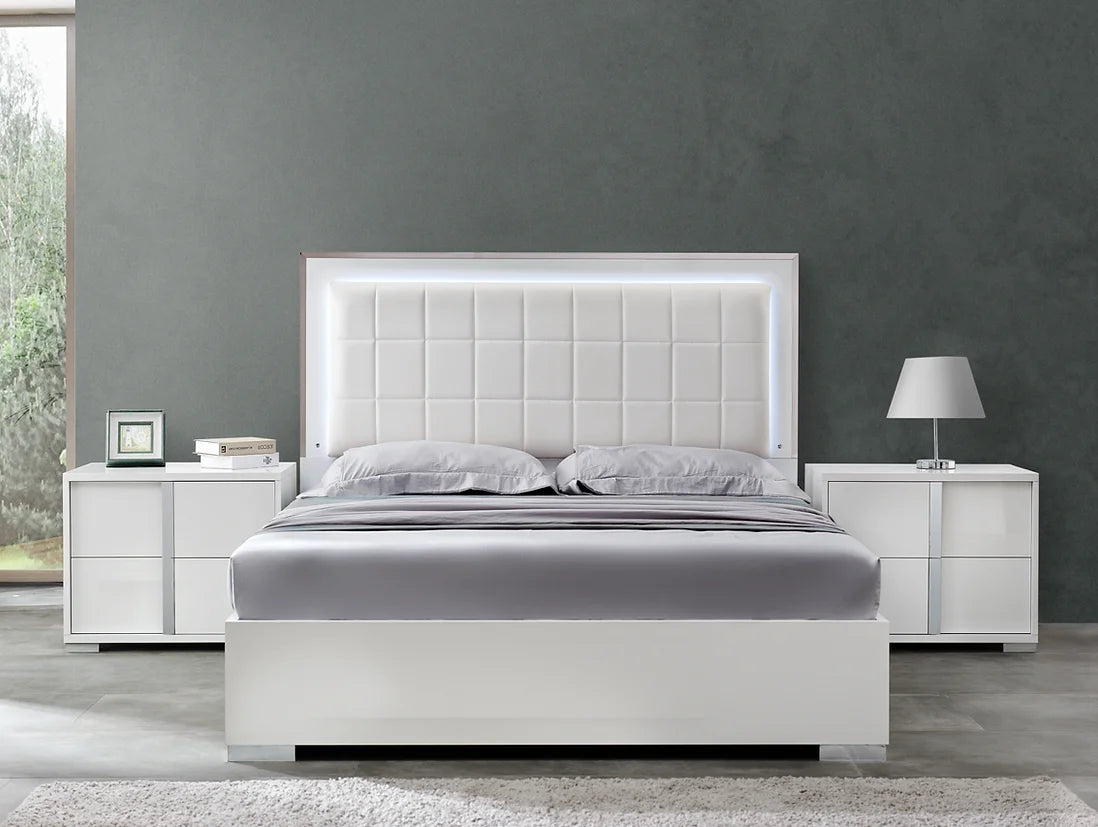 B2180 Beverly White Gloss 5pcs Bedroom Set