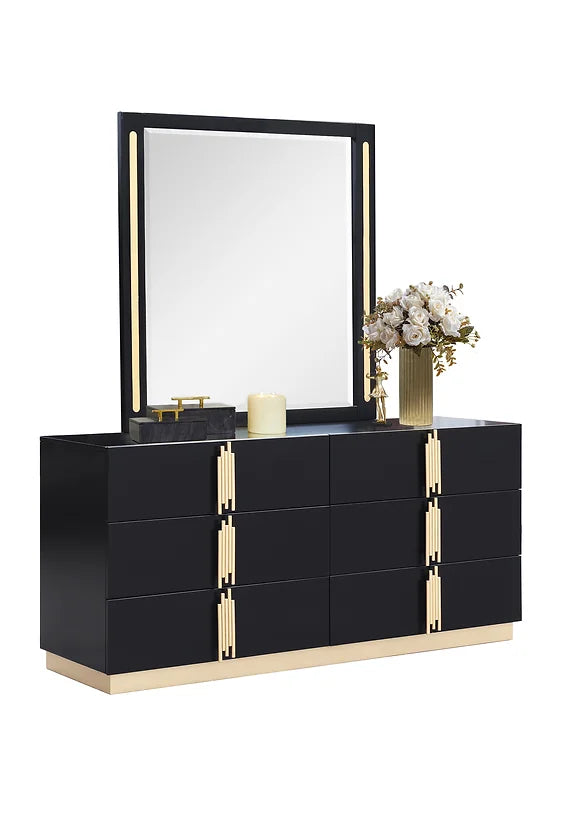 5pcs B7550 Evon Black Velvet Bedroom Set