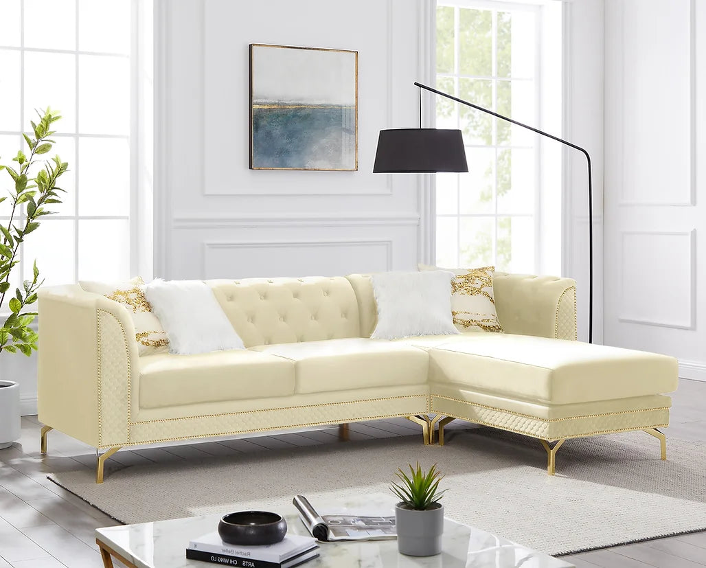 Zia Cream Velvet Reversible Sectional