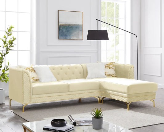 Zia Cream Velvet Reversible Sectional
