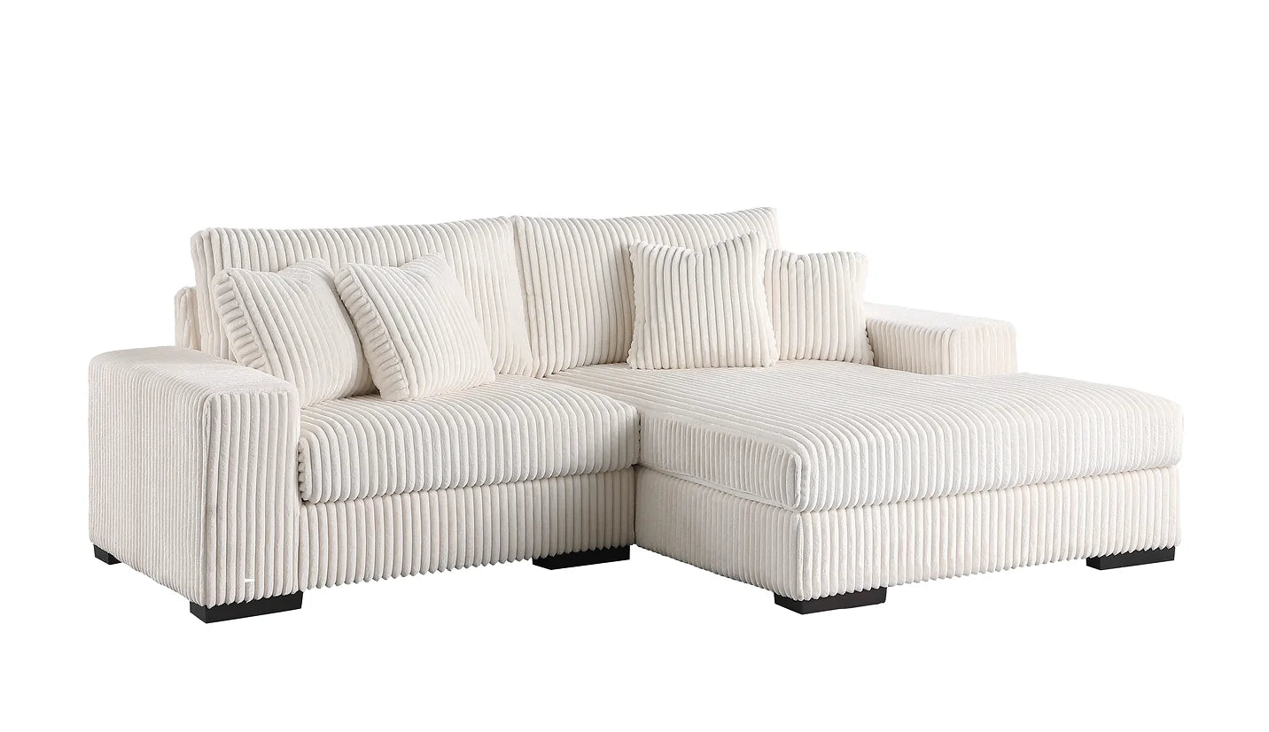 2pcs Comfy Ivory Fabric Sectional