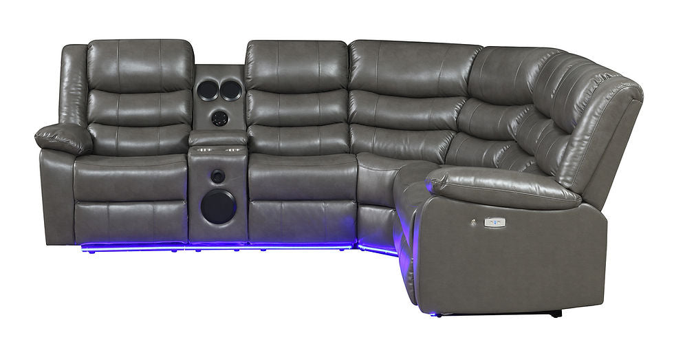 S8787 Sonic LED Grey Power Reclining Sectional