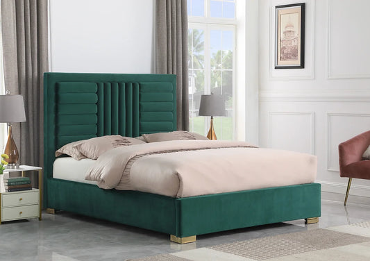Anita Green Velvet Platform Bed Frame
