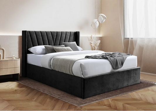 Ellie Black Fabric Storage Platform Bed Frame