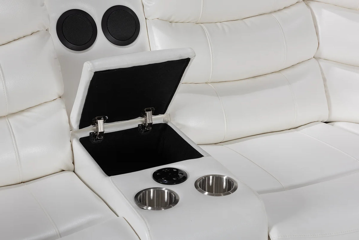 Turbo White Leather Power Reclining Sectional