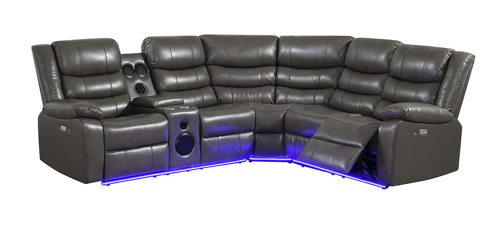 S8787 Sonic LED Grey Power Reclining Sectional
