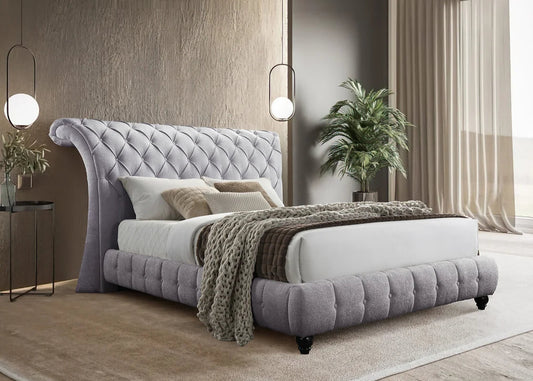 Everly Grey Fabric Platform Bed Frame