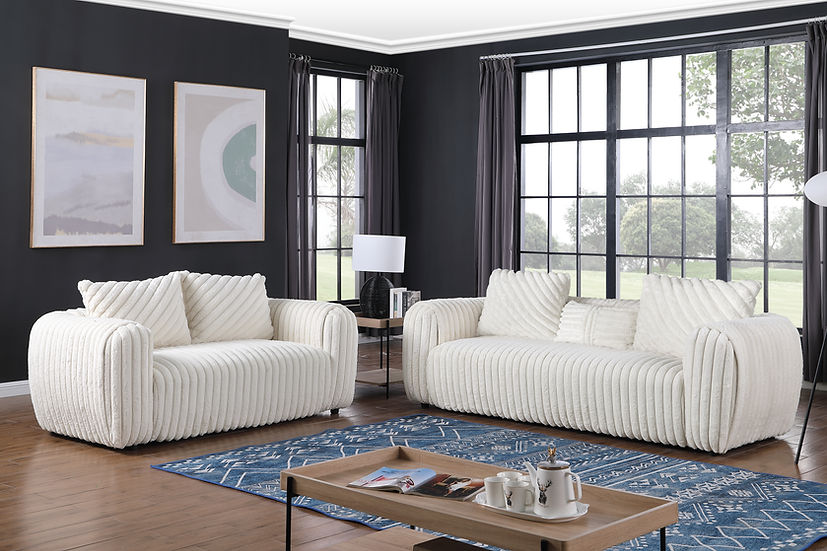 3pcs or 2pcs S8809 Eli White Sofa, Loveseat & Chair