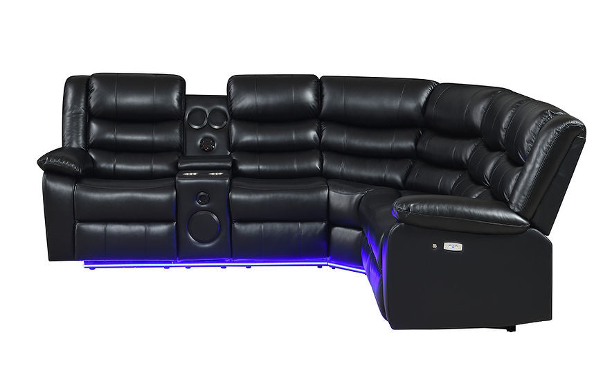S8787 Sonic LED Black Power Reclining Sectional