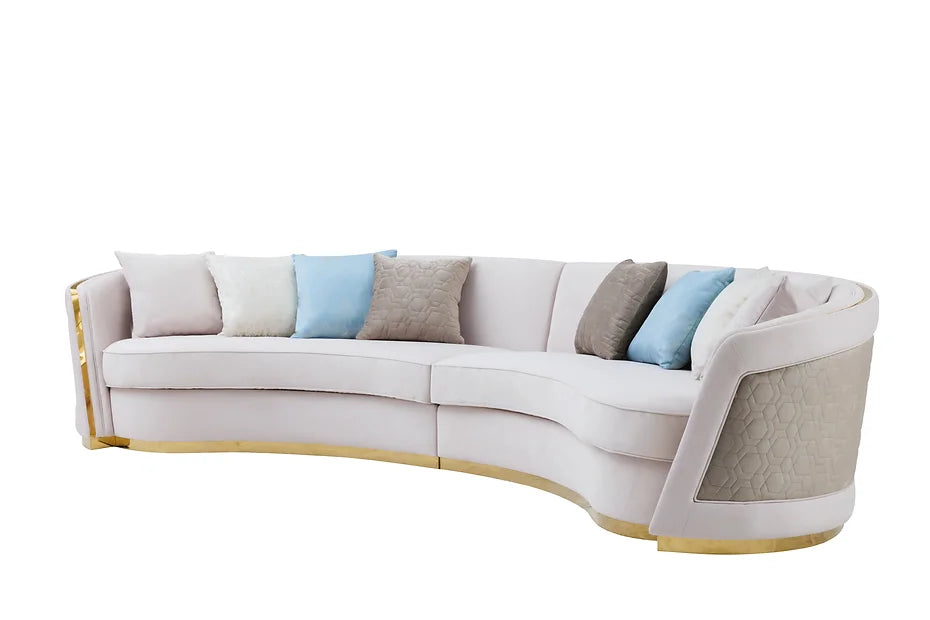 Cream Premium Velvet Curved Sectional