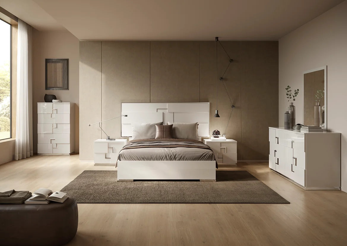 5pcs Infinity White Italian Bedroom Set