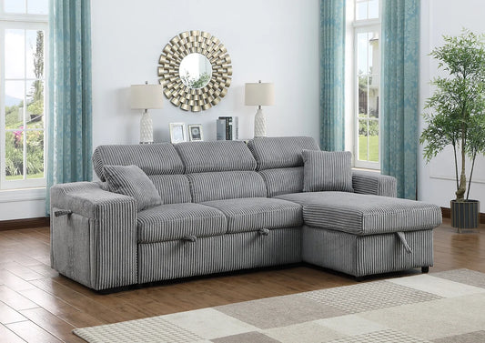 Bonaterra Grey Corduroy Reversible Sectional