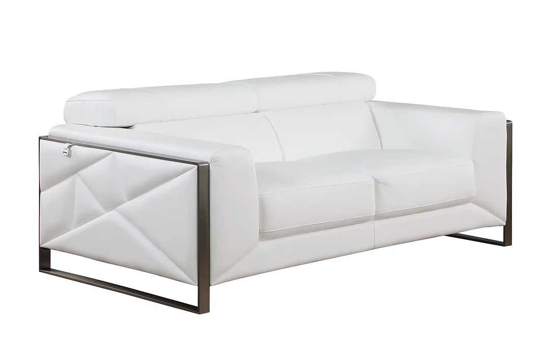 White Italian Leather Sofa, Loveseat & Chair