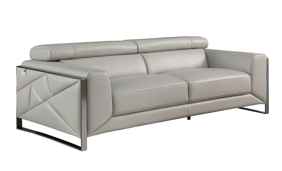 Giorgio Grey Italian Leather Sofa, Loveseat & Chair