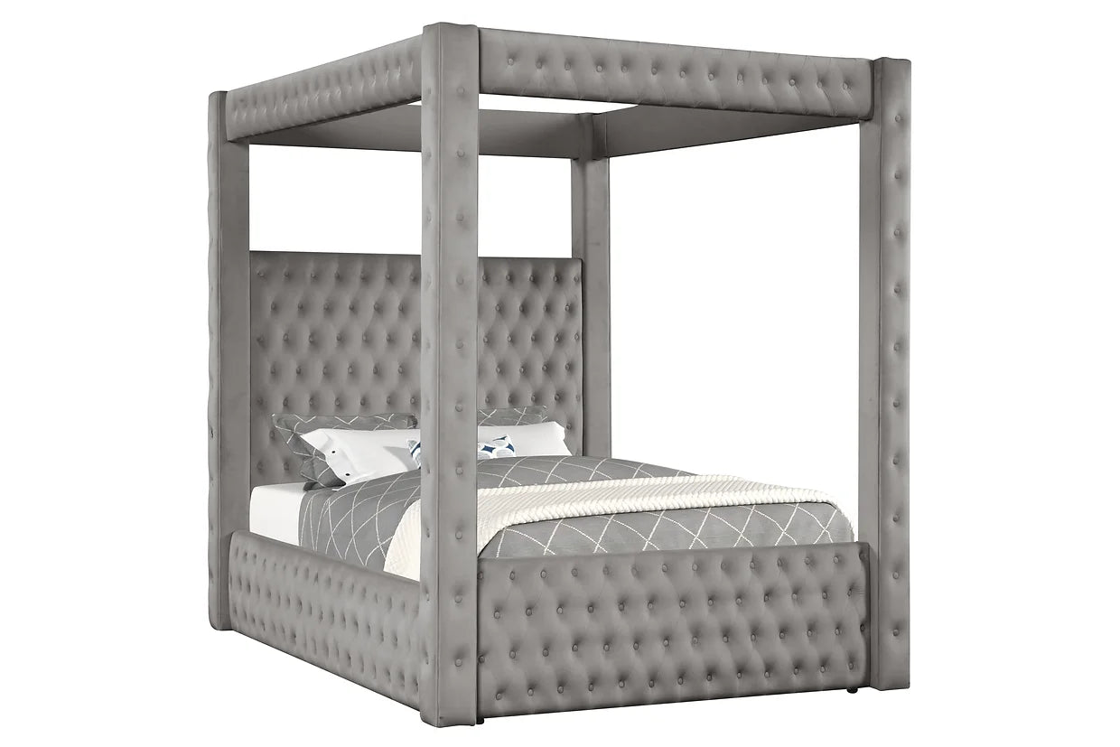 Mansion Grey Canopy Platform Bed Frame