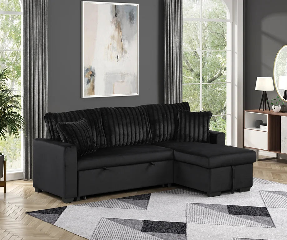 S8670 Nori Black Sectional with Pullout Bed