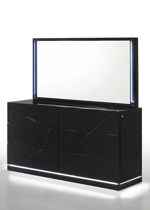 5pcs LED Black Bedroom Set
