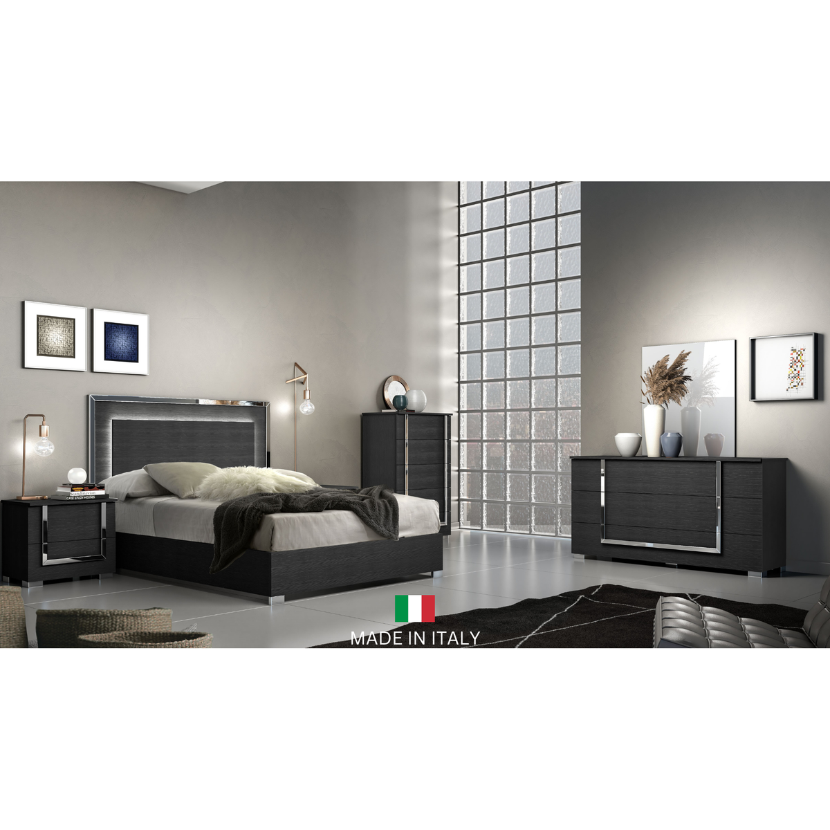 Antonella Collection (Black) - Queen 4pcs