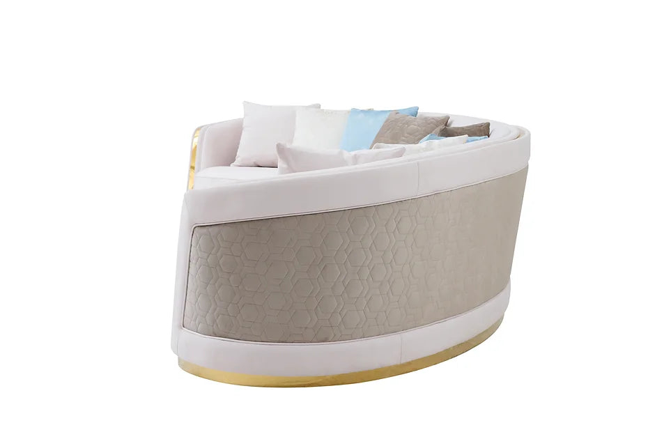 Cream Premium Velvet Curved Sectional