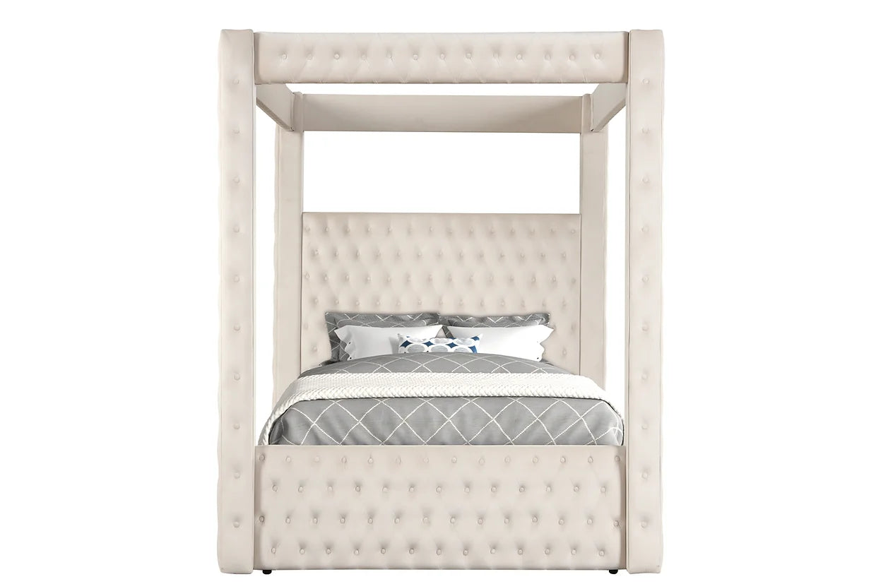 Mansion Beige Canopy Platform Bed Frame