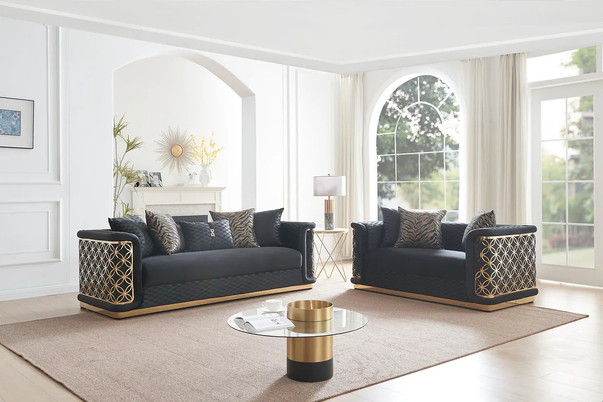 S3390 Riya Black Sofa, Loveseat & Chair