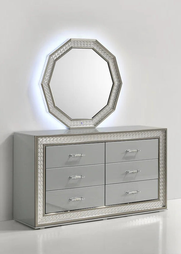 5pcs B92 Dubai Metallic Silver Bedroom Set