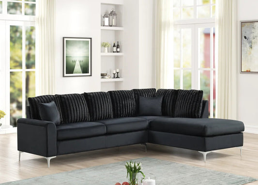 Elina Black Velvet Sectional