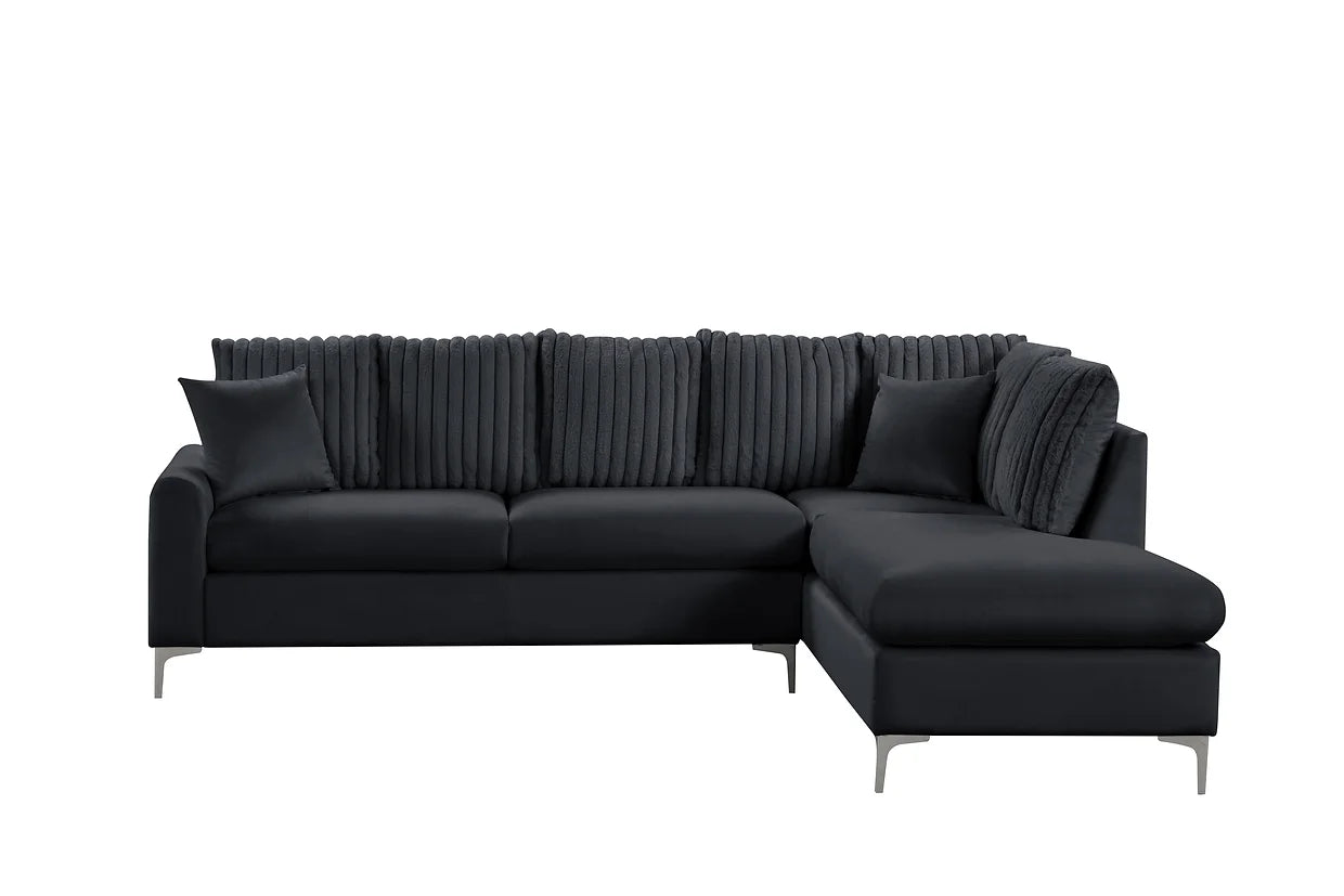Elina Black Velvet Sectional