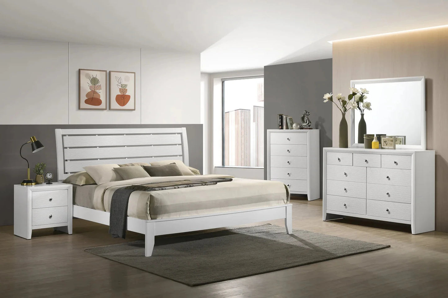 evan white panel bedroom set