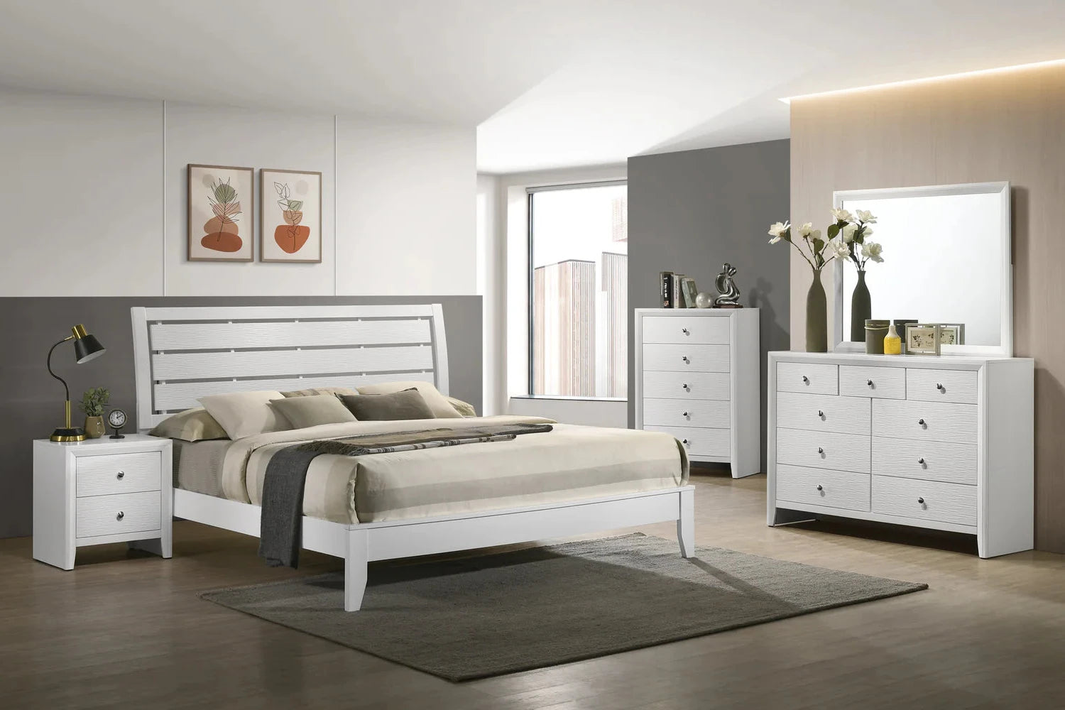 evan white panel bedroom set