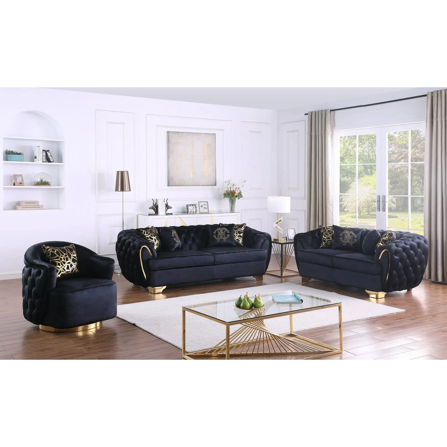 S2004 Mila Black Sofa Loveseat & Chair