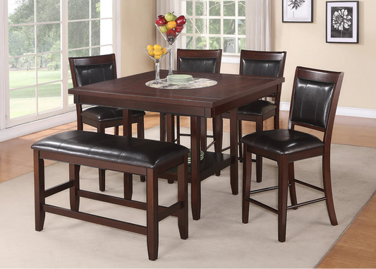 6pcs Fulton Espresso Counter Height Dining Set