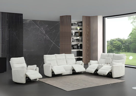 3pcs Peppi Beige Fabric Reclining Set