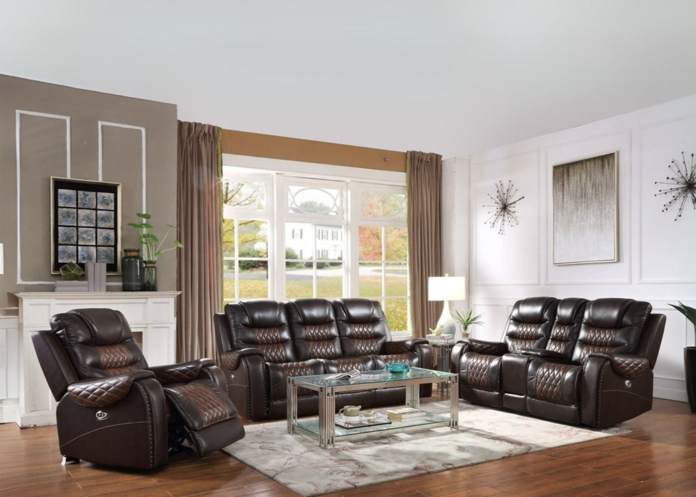 3pcs Harley Brown Top Grain Leather Power Reclining Sofa Set